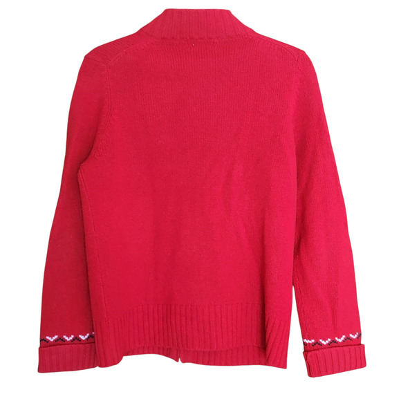 Charter Club Woolmark 100% Pure New Wool Womens Red Sweater Full Zip Mock Neck M - Picture 2 of 7